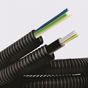Электротруба ПНД гибкая гофр. д.16мм, цвет черный, с кабелем ВВГнг(А)-LS 3х1,5мм² РЭК ГОСТ+, 100м (упак. 100м) ( DKC код: 7L716100 ) фото