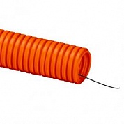 Труба ПНД гибкая гофр. д.25мм, тяжёлая с протяжкой, 50м, цвет оранжевый (упак. 50м) ( DKC код: 71525 ) фото