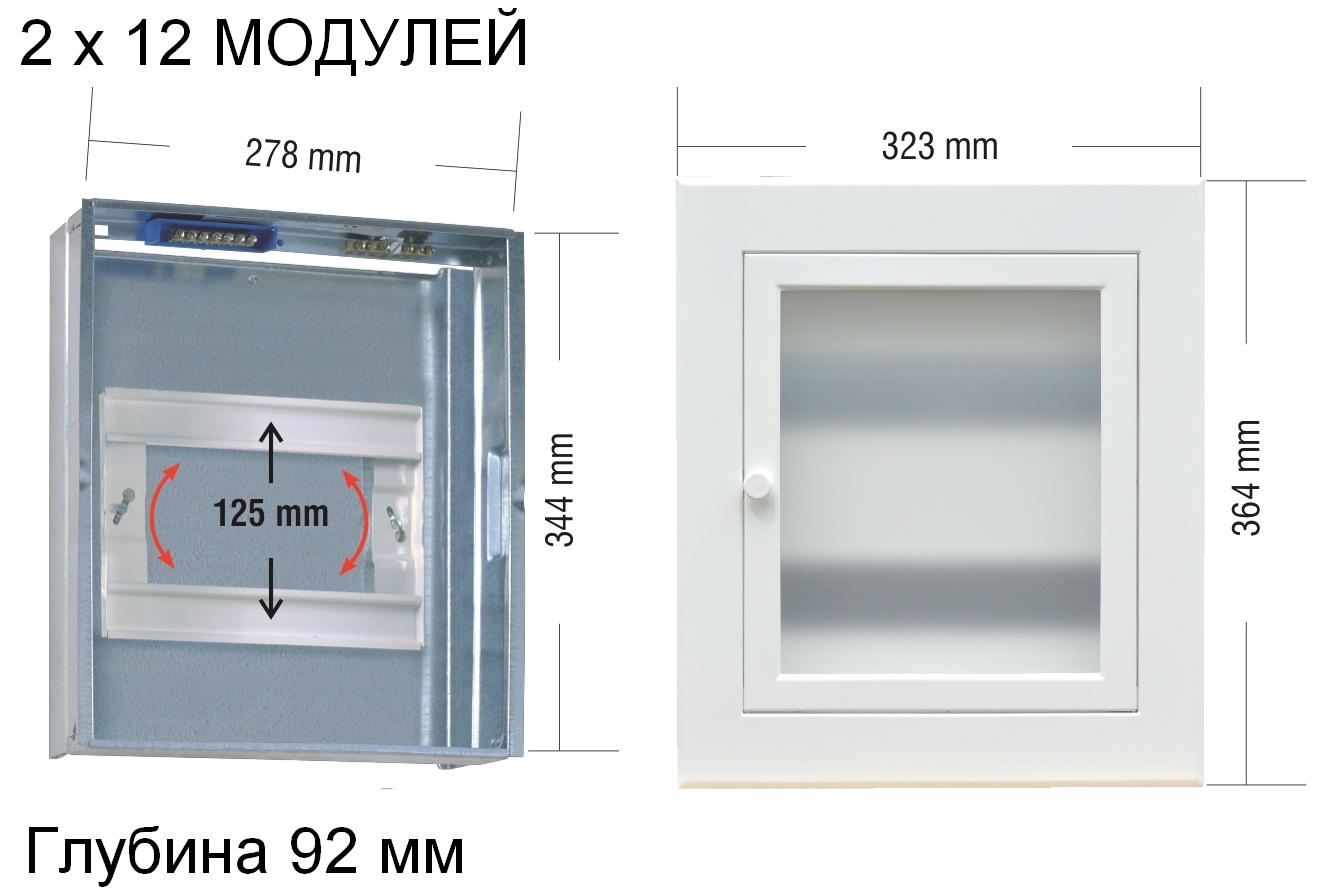 Щит встраиваемый металлический на 24 модуля Белый фото