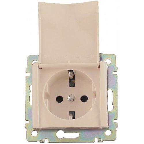 Силовая розетка - Valena - 2К+3 - с откидной крышкой - на винтах - 10/16 А - 230/250 В~ - слоновая кость - арт. 774322 фото