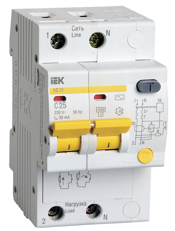 MAD10-2-025-C-030 ИЭК (IEK) Дифференциальный автомат АД12 2Р 25А 30мА фото