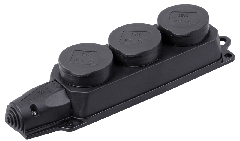 ОМЕГА Розетка каучук тройная с защитными крышками IP44 фото