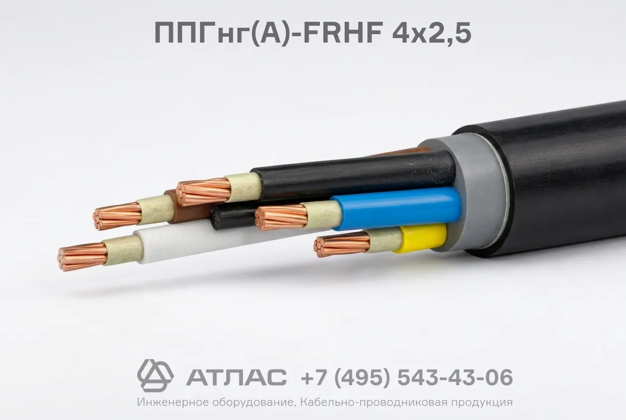 Кабель ППГнг(А)-FRHF 4х2,5 с медными жилами в огнестойкой изоляции и полимерной оболочке без галогенов