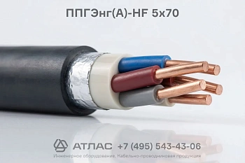 Кабель ППГЭнг(А)-HF 5х70 силовой экранированный медный с изоляцией без галогенов на номинальное напряжение 1 кВ