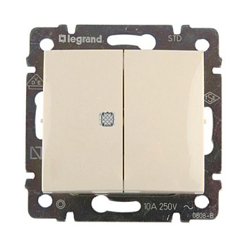 Выключатель двухклавишный с индикацией - Valena - 10 A - 250 В~ - слоновая кость - арт. 774345 фото