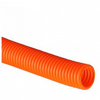Труба ПНД гибкая гофрированная, д.20 мм, цвет оранжевый, с кабелем 3х2,5ВВГнгLS РЭК ГОСТ+,100 м (упак. 100м) ( DKC код: 7S920100 ) фото
