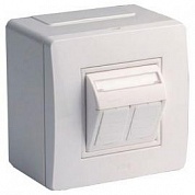 Коробка в сборе с 2 розетками RJ45, кат.5е (телефон / компьютер), белая (упак. 14шт) ( DKC код: 10656 ) фото