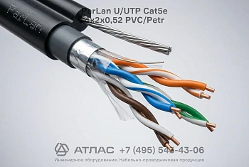 Кабель витая пара ParLan U/UTP Cat5e 4х2х0,52 PVC/Petr