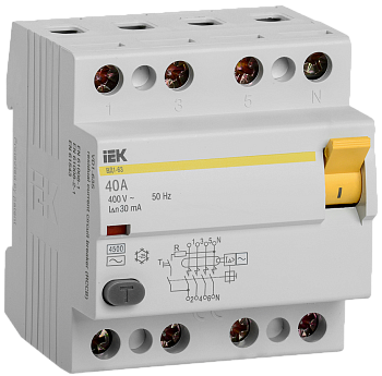 MDV10-4-040-030 ИЭК (IEK) УЗО Выключатель дифференциального тока ВД1-63 4Р 40А 30мА фото