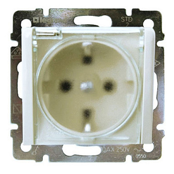 Розетка - Valena - IP 44 - немецкий стандарт - 2К+3 - с крышкой и защитными шторками - белый - арт. 774220 фото