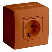 Коробка в сборе с силовой розеткой, коричневая (розница) (упак. 14шт) ( DKC код: 10482B ) фото