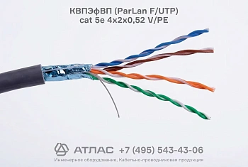 Кабель витая пара КВПЭфВП (ParLan F/UTP) cat 5e 4x2x0,52 V/PE для внешней прокладки