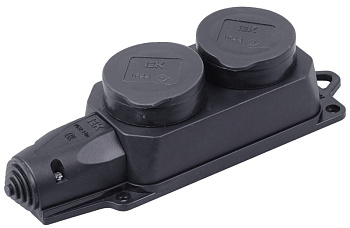 ОМЕГА Розетка каучук двойная с защитными крышками IP44 фото