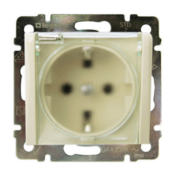 Розетка - Valena - IP 44 - немецкий стандарт - 2К+3 - с крышкой и защитными шторками - слоновая кость - арт. 774120 фото