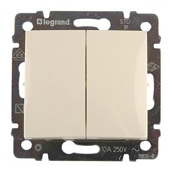 Выключатель двухклавишный - Valena - 10 A - 250 В~ - слоновая кость - арт. 774305 фото