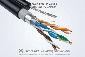 Кабель витая пара ParLan F/UTP Cat5e 2х2х0,52 PVC/Petr фото