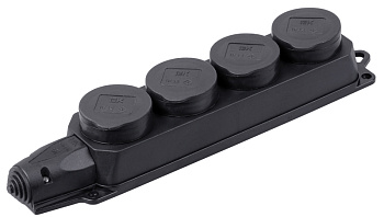 ОМЕГА Розетка каучук четырехместная с защитными крышками IP44 фото